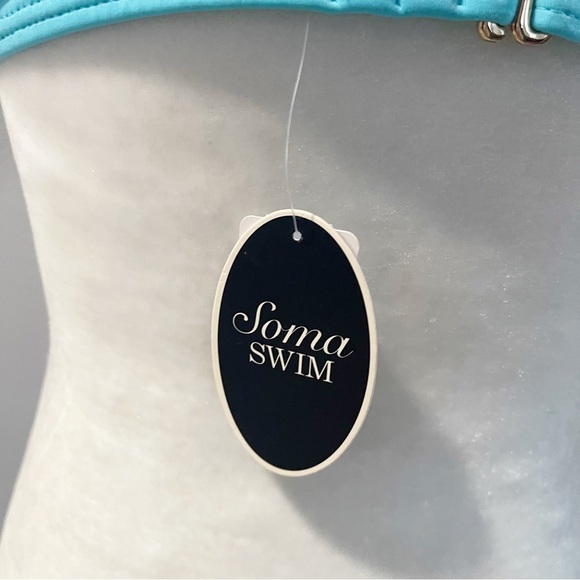 NWT SOMA SWIM Flounce Bandeau Bikini Top Blue Size 38C/36D - Picture 5 of 10